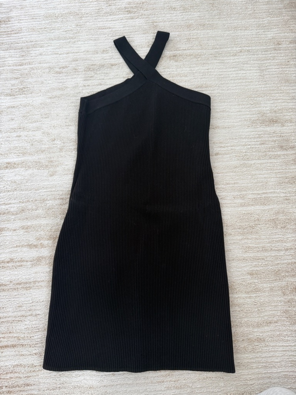 House of Harlow Black Cross-Strap Ribbed Women's Dress